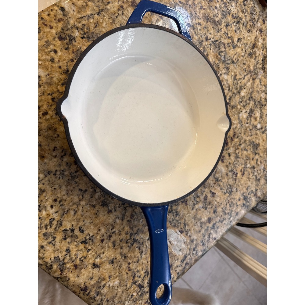 Members Mark Blue Enameled Cast Iron Skillet 10 Inch Pan with Helper Handle